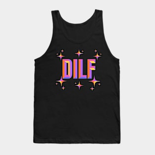 Dilf - Colorful Beveled Text Typography Design Tank Top